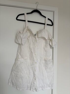 Vince Camuto White Button-Front Shirt Dress